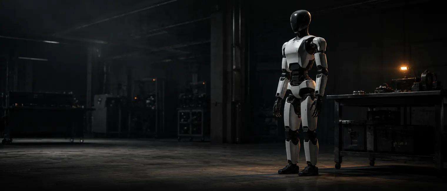 Humanoid robot in research facility